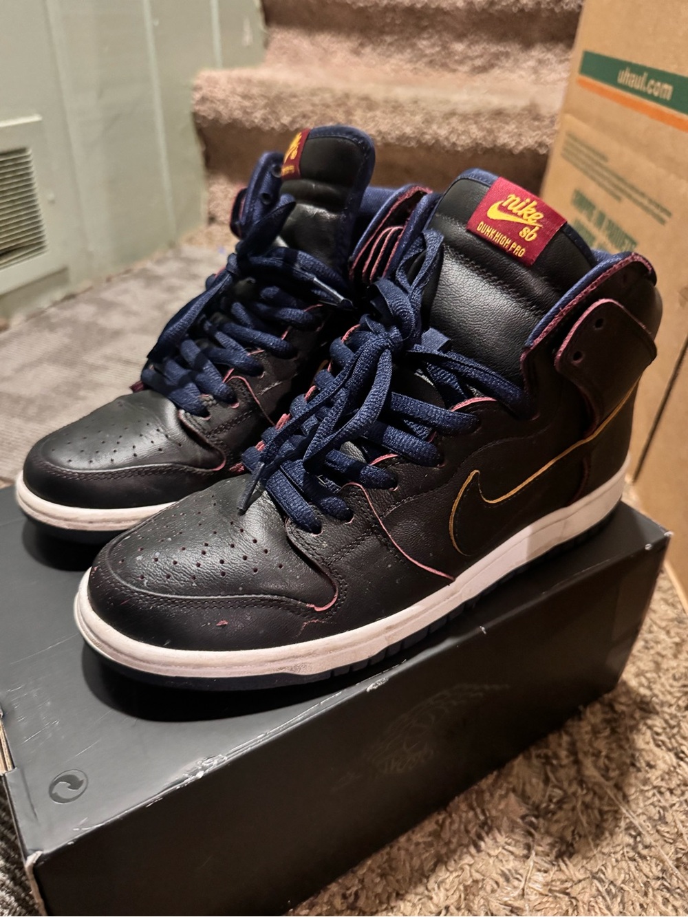 Nike sb Dunk High Black Leather Skate Shoes